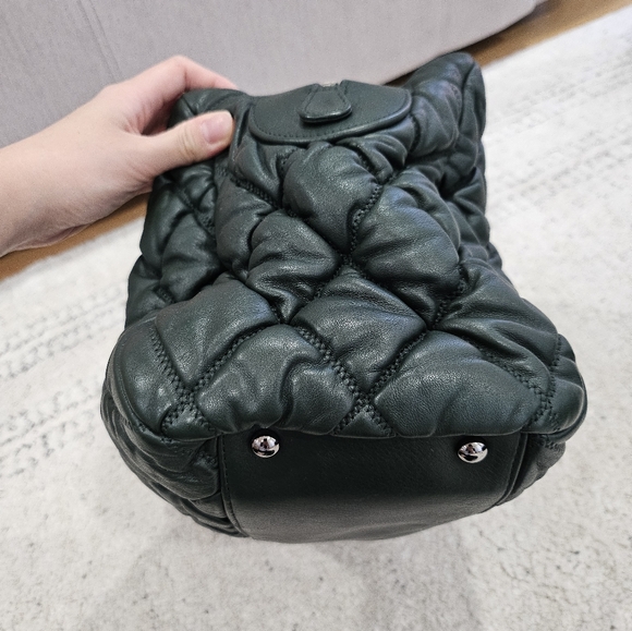 CHANEL Dark Forest Green Quilted Puffer Bowler Bag - Picture 9 of 16